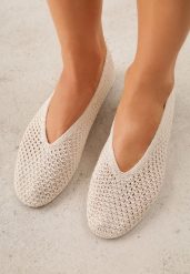 Beżowe Balerinki VICES z Plecioną Cholewką Mahala. Brązowe baleriny damskie Renee, bez wzorów, boho, bez obcasa. Za 99.99 zł.