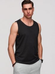 Męska bawełniana koszulka tank top BASIC – czarna V3 - Rozmiar: XL. Czarne koszulki sportowe męskie Ombre Clothing, na lato, m, z aplikacjami, z bawełny, bez kołnierzyka, bez ramiączek, na fitness i siłownię. Za 119.99 zł.