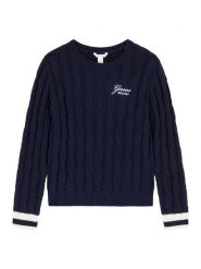Guess Sweter J6YR06 Z0836 Granatowy Regular Fit. Niebieskie swetry dla dziewczynek Guess, z aplikacjami, z bawełny, bez kołnierzyka, bez ramiączek, bez kaptura. Za 234.99 zł.