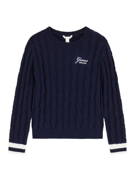 Guess Sweter J6YR06 Z0836 Granatowy Regular Fit. Niebieskie swetry dla dziewczynek Guess, z aplikacjami, bez kołnierzyka, bez ramiączek, bez kaptura. Za 234.99 zł.