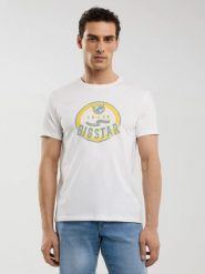 Koszulka męska z nadrukiem biała Stelian 100. Białe t-shirty męskie Big Star, l, bez wzorów, z bawełny, retro, bez kołnierzyka. W wyprzedaży za 59.99 zł.