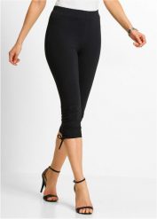 Legginsy rybaczki z bawełny organicznej. Czarne legginsy damskie bonprix, bez wzorów, z bawełny. Za 54.99 zł.