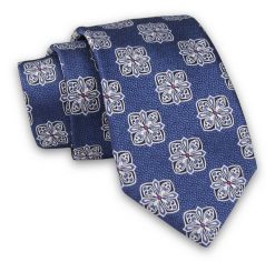 Granatowy Elegancki Męski Krawat -ALTIES- 7cm, Stylowy, Klasyczny, Szachownica, Geometryczny. Niebieskie krawaty i muchy Alties, bez wzorów, z tkaniny, eleganckie. Za 49.00 zł.