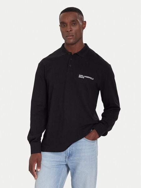 Karl Lagerfeld Jeans Polo A4M17028 Czarny Regular Fit. Czarne koszulki polo męskie Karl Lagerfeld Jeans, l, bez wzorów, z bawełny, bez ramiączek. Za 229.99 zł.