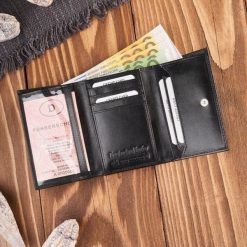 Paolo Peruzzi Portfel damski skórzany czarny klasyczny mały T-32-BL. Czarne portfele damskie Paolo Peruzzi, bez wzorów. Za 122.24 zł.