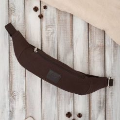 Nerka męska saszetka na pas ciemnobrązowa Paolo Peruzzi T-117-BR. Brązowe saszetki męskie z bawełny, sportowe. Za 49.99 zł.