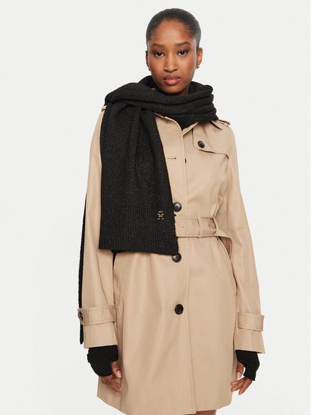 Tommy Hilfiger Szalik AW0AW16646 Czarny. Czarne czapki i kapelusze damskie Tommy Hilfiger, bez wzorów. Za 299.99 zł.