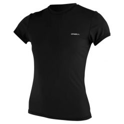 T-shirt przeciwsłoneczny damski O'Neill Basic Skins. Czarne t-shirty damskie O'Neill, s, bez wzorów, z materiału, bez kołnierzyka. Za 172.50 zł.