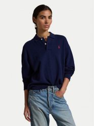 Polo Ralph Lauren Bluza 211947966007 Granatowy Relaxed Fit. Niebieskie bluzy damskie Polo Ralph Lauren, l, bez wzorów, z bawełny, bez kaptura. Za 859.99 zł.