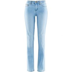 Dżinsy "Wyszczuplające sylwetkę" STRAIGHT bonprix jasnoniebieski. Niebieskie jeansy damskie bonprix, z podwyższonym stanem. Za 79.99 zł.