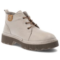 Beżowe Botki Artiker Stylowe Obuwie Damskie. Brązowe kozaki damskie Artiker, ze skóry, bez obcasa. Za 322.99 zł.