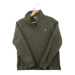 Second life - Sweter męski z półzamkiem i stójką - Jak nowy. Brązowe swetry przez głowę męskie Ralph Lauren, m, bez wzorów, z dresówki, bez kołnierzyka. Za 256.96 zł.
