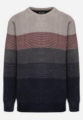 Ciemnobeżowy Sweter z Wełną w Paski Ettarine. Brązowe swetry przez głowę męskie Born2be, l, bez wzorów, z wełny, bez kołnierzyka. Za 89.99 zł.