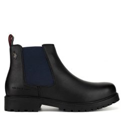 Sztyblety U.S. Polo Assn. Czarne botki męskie U.S. Polo Assn., bez wzorów, bez zapięcia. Za 379.99 zł.
