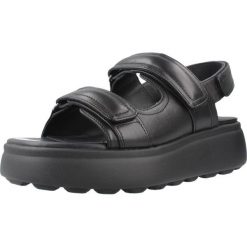 Sandały GEOX D55D4B Czarny. Czarne sandały damskie Geox, bez wzorów, ze skóry, bez obcasa, bez zapięcia. Za 412.99 zł.