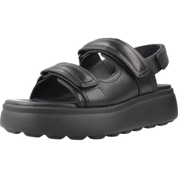 Sandały GEOX D55D4B Czarny. Czarne sandały damskie Geox, bez wzorów, ze skóry, bez obcasa, bez zapięcia. Za 304.99 zł.