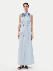 KARL LAGERFELD Sukienka letnia A2W13004 Błękitny Regular Fit. Niebieskie sukienki damskie KARL LAGERFELD, na lato, bez wzorów, z bawełny, bez kołnierzyka, bez ramiączek. Za 829.99 zł.