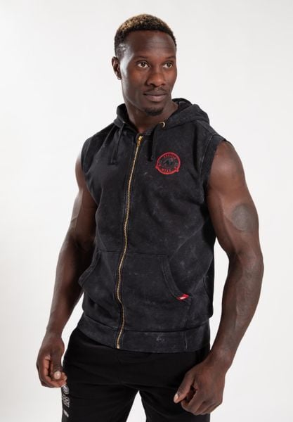 Silverdale Bluza z kapturem bez rękawów - Czarny. Czarne bluzy męskie GORILLA WEAR, l, bez wzorów, z bawełny, z kapturem, na fitness i siłownię. Za 356.00 zł.