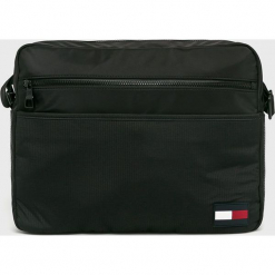 Tommy Hilfiger - Torba. Czarne torby na laptopa męskie Tommy Hilfiger, w paski, z materiału. Za 449.90 zł.