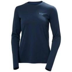 Damska koszulka z długim rękawem Helly Hansen Lifa Active Solen. Niebieskie t-shirty damskie Helly Hansen, s, bez wzorów, z materiału, bez kołnierzyka. Za 346.90 zł.