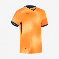 Koszulka piłkarska Kipsta CLR. Brązowe koszulki sportowe męskie KIPSTA, xl, bez wzorów, z materiału, bez kołnierzyka, bez ramiączek, do piłki nożnej. Za 149.99 zł.