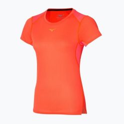 Koszulka do biegania damska Mizuno DryAeroFlow Tee. Czerwone koszulki sportowe damskie Mizuno, l, bez wzorów, z materiału, bez kołnierzyka, bez ramiączek, do biegania. Za 119.99 zł.