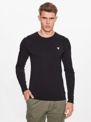 Guess Longsleeve M2YI28 J1314 Czarny Slim Fit. Czarne bluzki z długim rękawem męskie Guess, m, z aplikacjami, z bawełny, bez kołnierzyka. Za 108.50 zł.