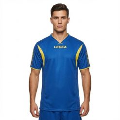 Koszulka do koszykówki INDIANA. Niebieskie koszulki sportowe męskie Legea, bez wzorów, bez kołnierzyka, bez ramiączek, do koszykówki. W wyprzedaży za 56.00 zł.