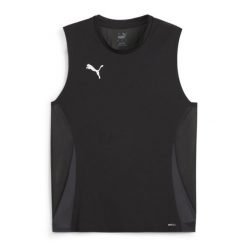 Koszulka treningowa męska Puma TeamGOAL. Czarne koszulki sportowe męskie Puma, l, bez wzorów, z materiału, bez kołnierzyka, bez ramiączek, do piłki nożnej. Za 166.00 zł.