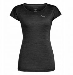 Koszulka SALEWA puez melange dry ss tee women-black out melange. Czarne t-shirty damskie Salewa, bez wzorów, bez kołnierzyka. Za 169.74 zł.