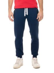 Spodnie dresowe z zamek błyskawiczny na co dzień. Niebieskie spodnie sportowe męskie LEONE 1947 APPAREL, s, z aplikacjami, z dresówki, na fitness i siłownię. Za 84.16 zł.