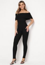 Czarny Elastyczny Kombinezon Dopasowany z Hiszpańskim Dekoltem Necta. Czarne sukienki damskie Born2be, na imprezę, s, bez wzorów, bez kołnierzyka, bez ramiączek, dopasowane. Za 79.99 zł.