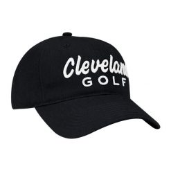 Czapka golfowa z logo Cleveland Golf. Czarne czapki i kapelusze męskie CLEVELAND GOLF, bez wzorów, z materiału, eleganckie. Za 441.25 zł.