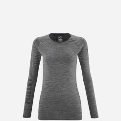 Koszulka termoaktywna damska MILLET Drynamic Warm Ls Tee W merino. Szare koszulki sportowe damskie Millet, m, bez wzorów, z dzianiny, bez kołnierzyka, bez ramiączek, trekkingowe. Za 259.00 zł.