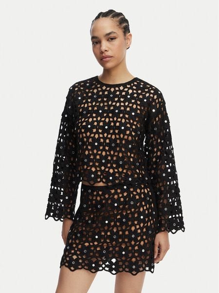 MICHAEL Michael Kors Bluzka MS651ZMKNE Czarny Regular Fit. Czarne bluzki damskie MICHAEL Michael Kors, m, bez wzorów, z syntetyku, bez kołnierzyka, bez ramiączek. Za 840.99 zł.