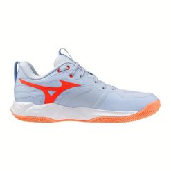 Damskie buty halowe Mizuno Wave Momentum Pro. Niebieskie obuwie sportowe damskie Mizuno, bez wzorów, do siatkówki, mizuno wave. Za 423.00 zł.