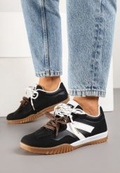 Czarno-Białe Sneakersy Klasyczne Tenisówki z Dodatkowym Sznurowaniem Nilarisea. Czarne trampki i tenisówki damskie Born2be, bez wzorów, z jeansu, eleganckie, bez zapięcia. Za 89.99 zł.