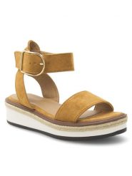 DeeZee Sandały WS091-01 Brązowy. Brązowe klapki damskie DeeZee, bez wzorów, z materiału, bez obcasa, na koturnie, bez zapięcia. Za 119.99 zł.