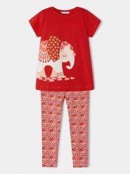 Mayoral Komplet t-shirt i legginsy 3711 Czerwony Regular Fit. Czerwone legginsy dla dziewczynek Mayoral, bez wzorów, z bawełny. Za 89.99 zł.