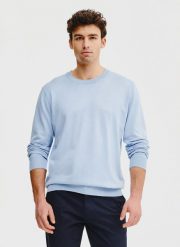 PAKO LORENTE – Niebieski sweter męski o-neck. Niebieskie swetry przez głowę męskie Pako Lorente, na wiosnę, m, bez wzorów, z poliamidu, bez kołnierzyka. Za 169.99 zł.