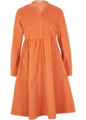 Sukienka ze sztruksu z bawełny. Niebieskie sukienki damskie bonprix, bez wzorów, z bawełny, bez kołnierzyka, bez ramiączek. Za 159.99 zł.