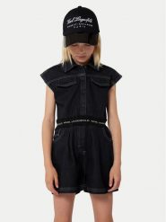 Karl Lagerfeld Kids Kombinezon Z30101 D Granatowy Regular Fit. Niebieskie sukienki dla dziewczynek Karl Lagerfeld Kids, bez wzorów, z bawełny, bez ramiączek. Za 869.99 zł.