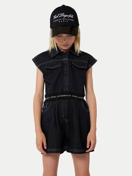 Karl Lagerfeld Kids Kombinezon Z30101 D Granatowy Regular Fit. Niebieskie sukienki dla dziewczynek Karl Lagerfeld Kids, bez wzorów, z bawełny, bez ramiączek. Za 869.99 zł.