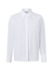 More & More Damska bluzka koszulowa Kobiety Bawełna biały jednolity, 44. Białe bluzki damskie More & More, bez wzorów, z bawełny, bez kołnierzyka, bez ramiączek. Za 279.95 zł.