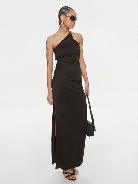 Patrizia Pepe Sukienka wieczorowa 2A2683/A644-K103 Czarny Slim Fit. Czarne sukienki damskie Patrizia Pepe, bez wzorów, z wiskozy, wizytowe, bez kołnierzyka, bez ramiączek. Za 1,219.00 zł.