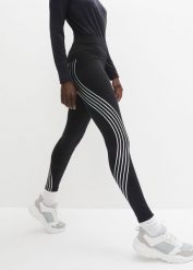 Legginsy ocieplane z odblaskowymi elementami, dł. przed kostkę. Czarne legginsy damskie bonprix, bez wzorów. Za 129.99 zł.