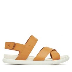 Sandały ECCO. Brązowe sandały damskie ecco, bez wzorów, bez obcasa, na płaskiej podeszwie, bez zapięcia. Za 299.99 zł.