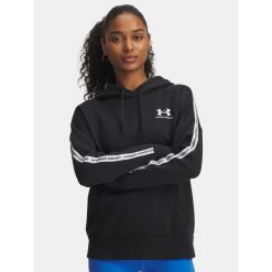 Bluza Under Armour Icon Fleece Taped Hoody. Czarne bluzy sportowe damskie Under Armour, bez wzorów, bez kaptura, na fitness i siłownię. Za 179.99 zł.