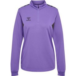 Damska bluza dresowa half zip Hummel Authentic. Fioletowe bluzy sportowe damskie Hummel, bez wzorów, z dresówki, bez kaptura, na fitness i siłownię. Za 234.00 zł.