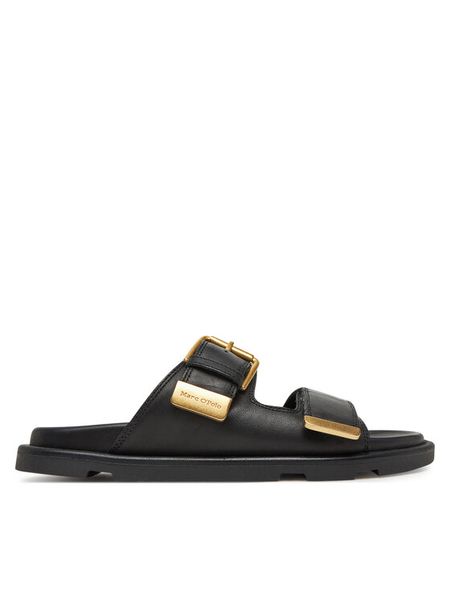 Marc O'Polo Klapki RR2M3061 Czarny. Czarne klapki damskie Marc O'Polo, bez wzorów, ze skóry, bez obcasa. Za 469.99 zł.